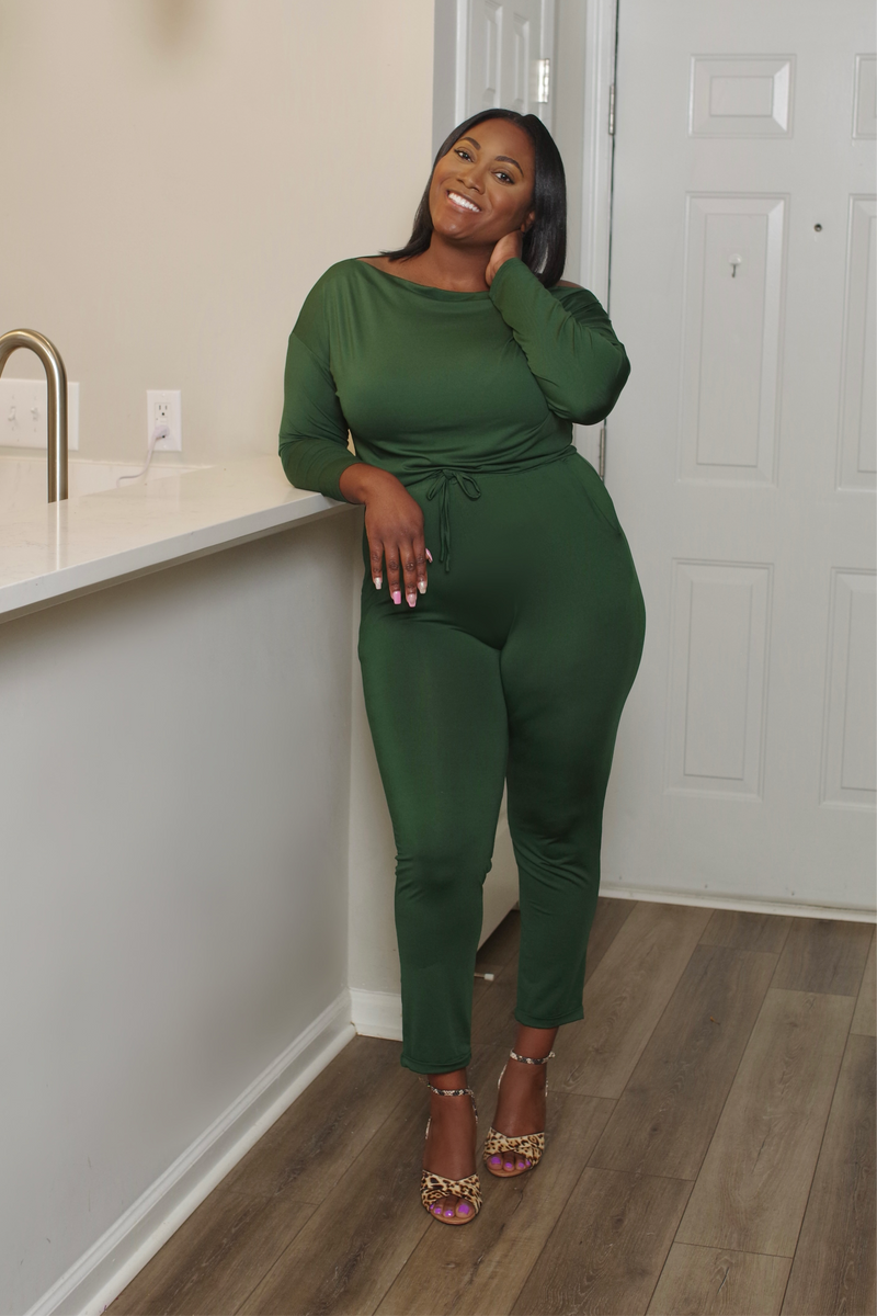 Emerald Green Off Shoulder Jumpsuit