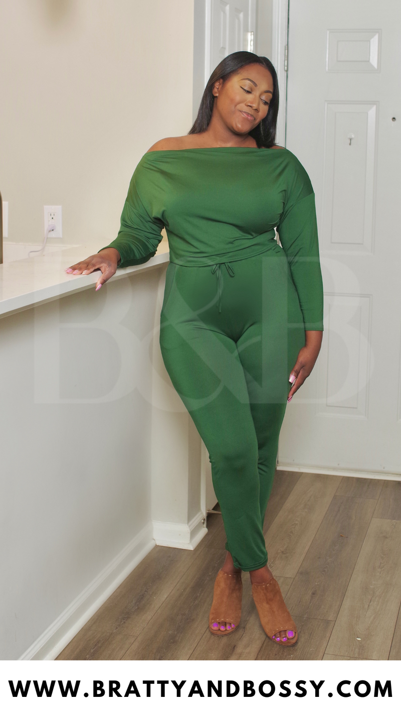 Emerald Green Off Shoulder Jumpsuit