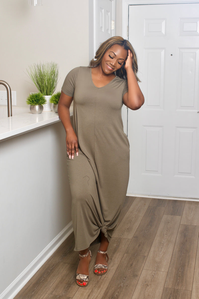 light olive maxi dress Theresea Halter Knit Maxi Dress / Light Olive | MESHKI